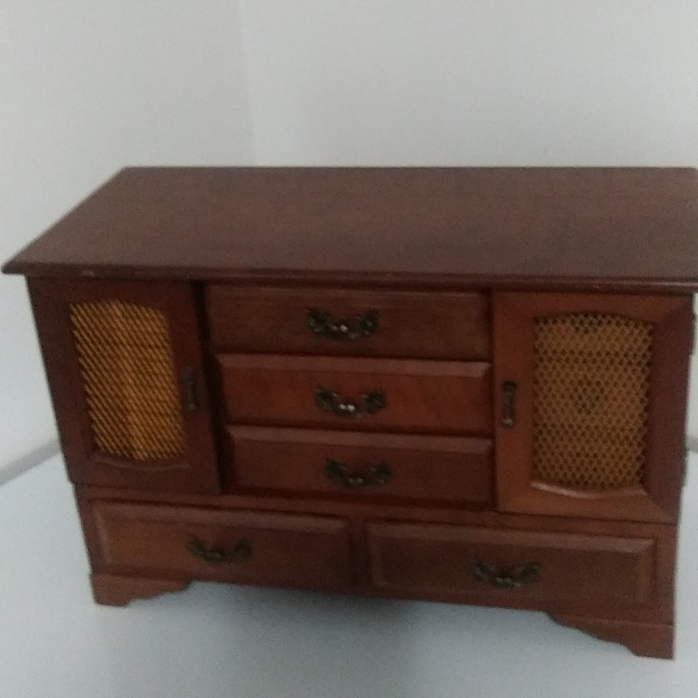 Handcrafted wooden Vintage Curio Cabinet 11 drawer chest.